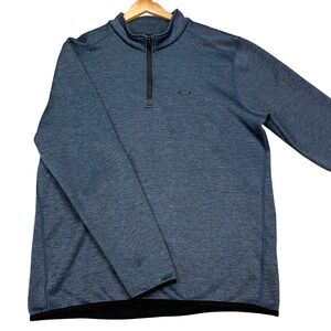 Oakley Pullover Mens XL Navy Blue Space Dye Long Sleeves 1/4 Zip Regular Fit EUC
